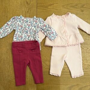 3M Janie and Jack Pink Berry and Pink Outfit Bundle EUC